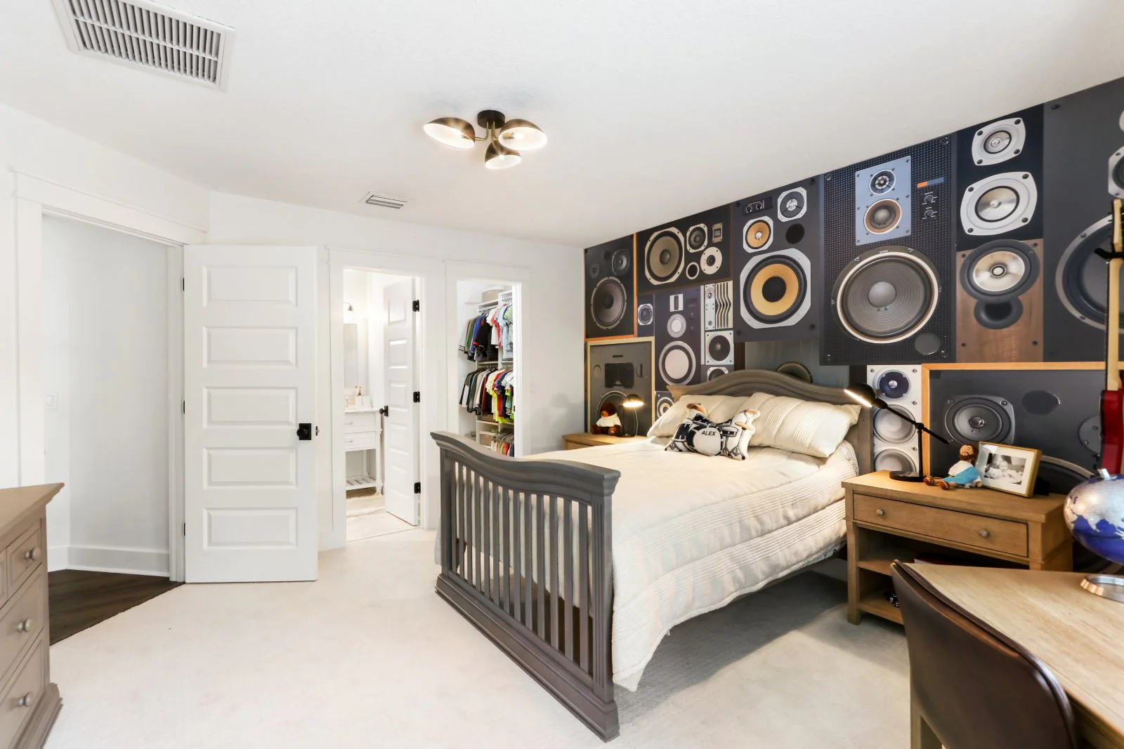 A child's bedroom, fully set up